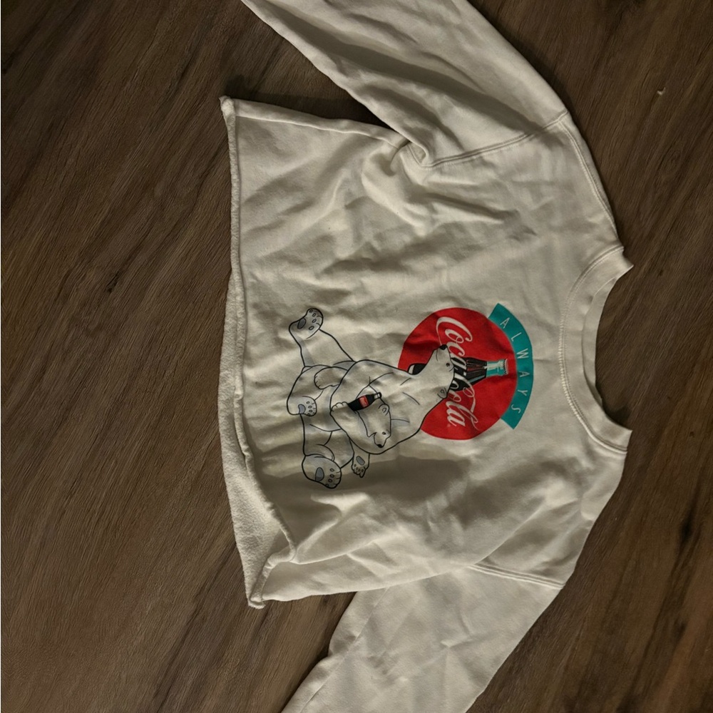 Coca Cola Cream Long Sleeve Kids Sweatshirt